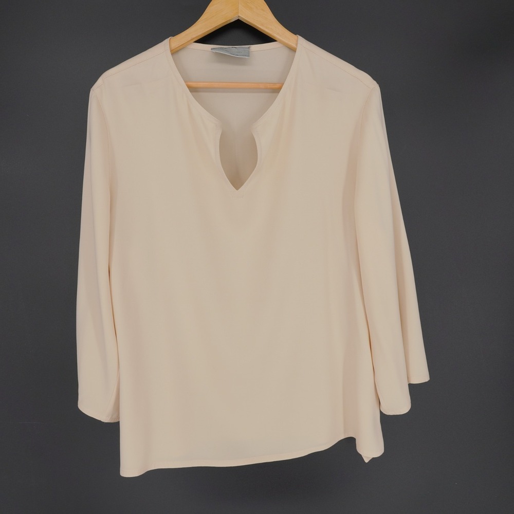 Dusan 100% Silk Tunic Top Womens L Ivory Relaxed Quiet Luxury Italy Minimalist